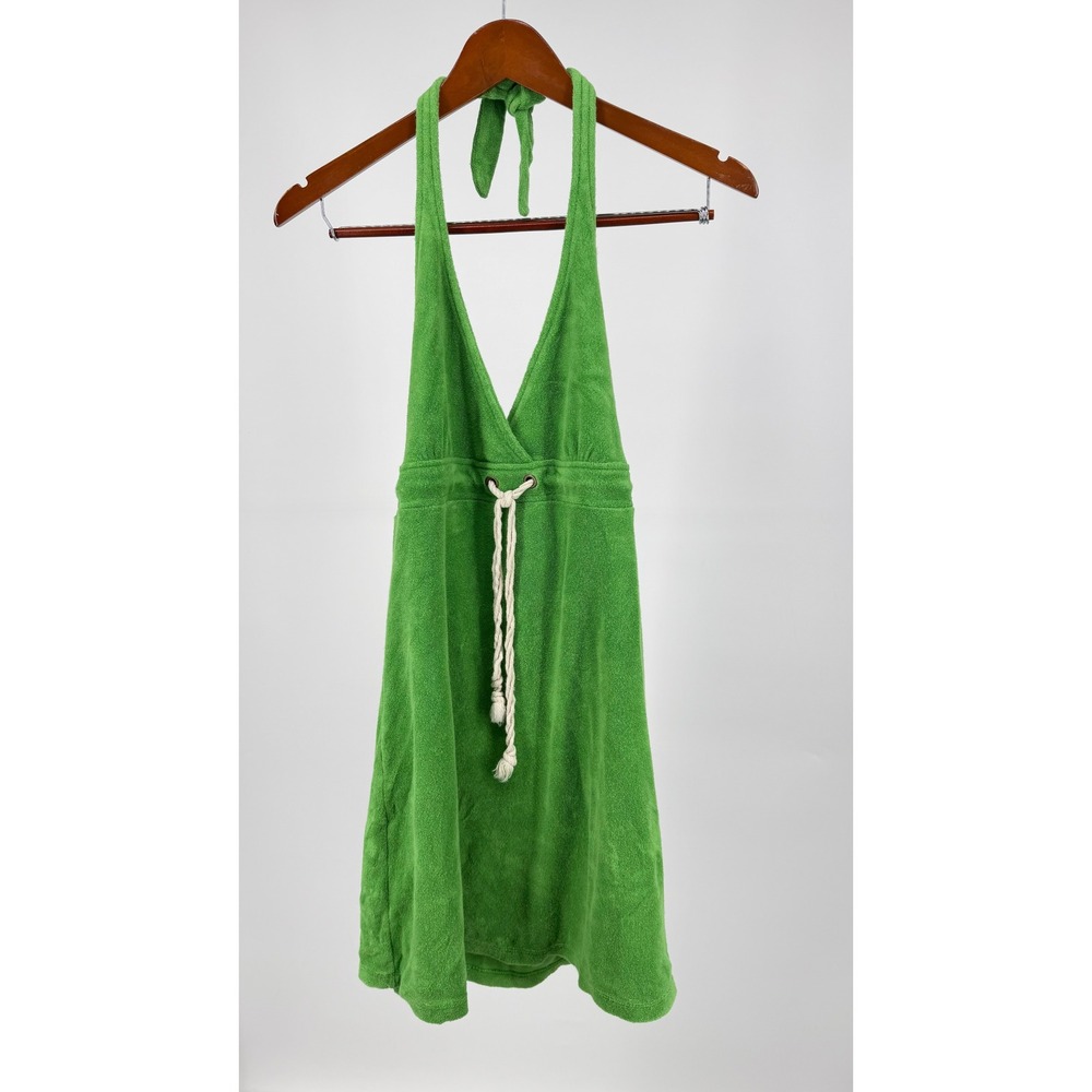 GapBody Terry Cloth Halter Cover Up Dress Green Pool Beach Y2K Size M